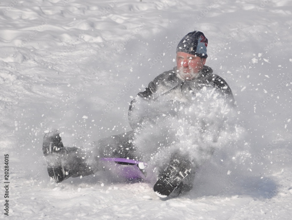 Naklejka premium man on sled