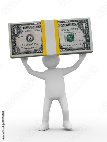 man holds money on white ba...