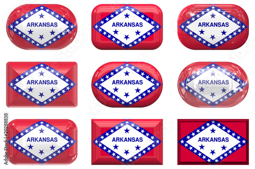 nine glass buttons of the Flag of Arkansas