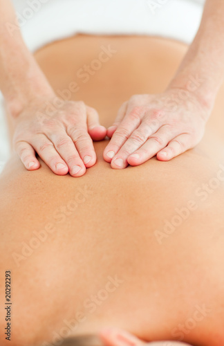 Back massage in a spa center
