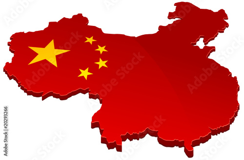Carte de Chine 3D rouge (détouré)