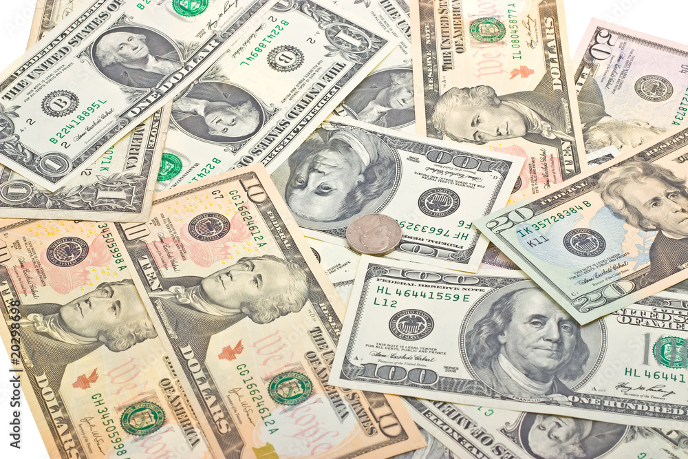 Money background from different US banknotes Money background from different US banknotes