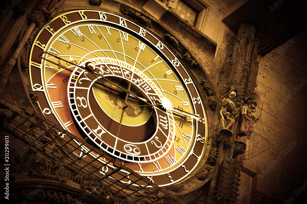 Obraz premium Old astronomical clock on Old Town Hall, Prague