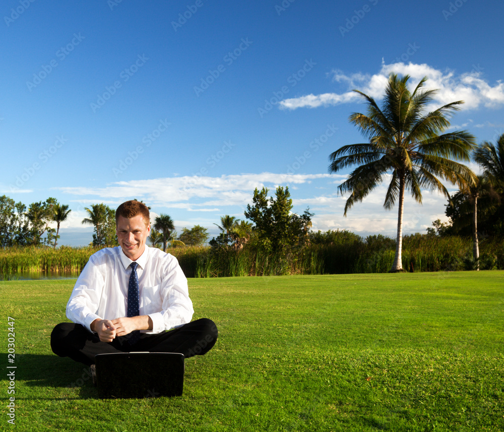 happy young businessman and sunset happy young businessman and sunset