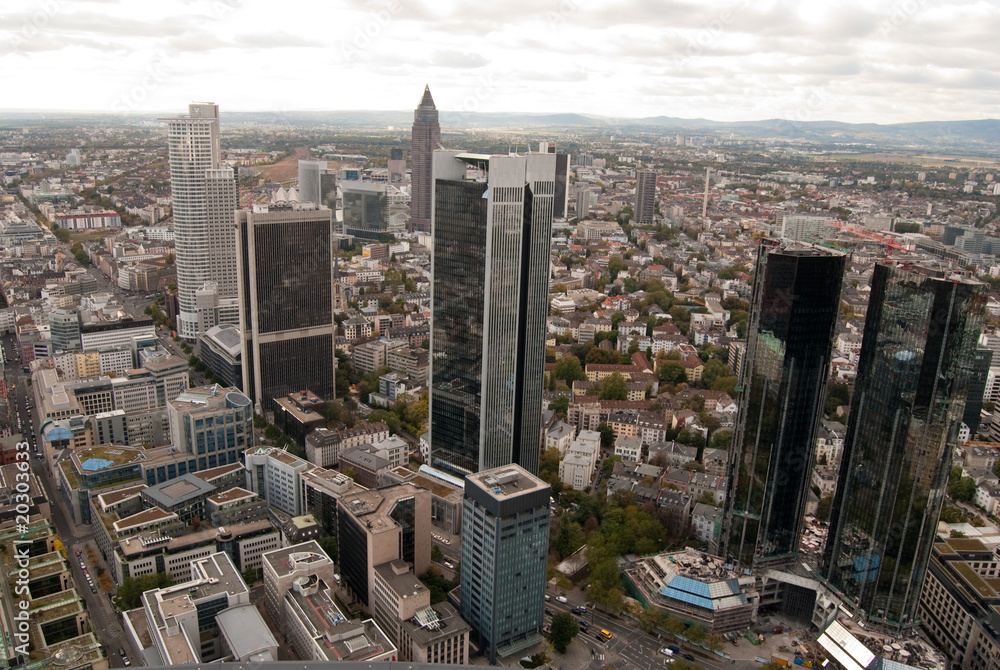 Fototapeta premium Bank district from the skyscraper, Frankfurt