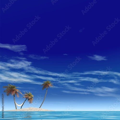 High resolution conceptual island with palm trees