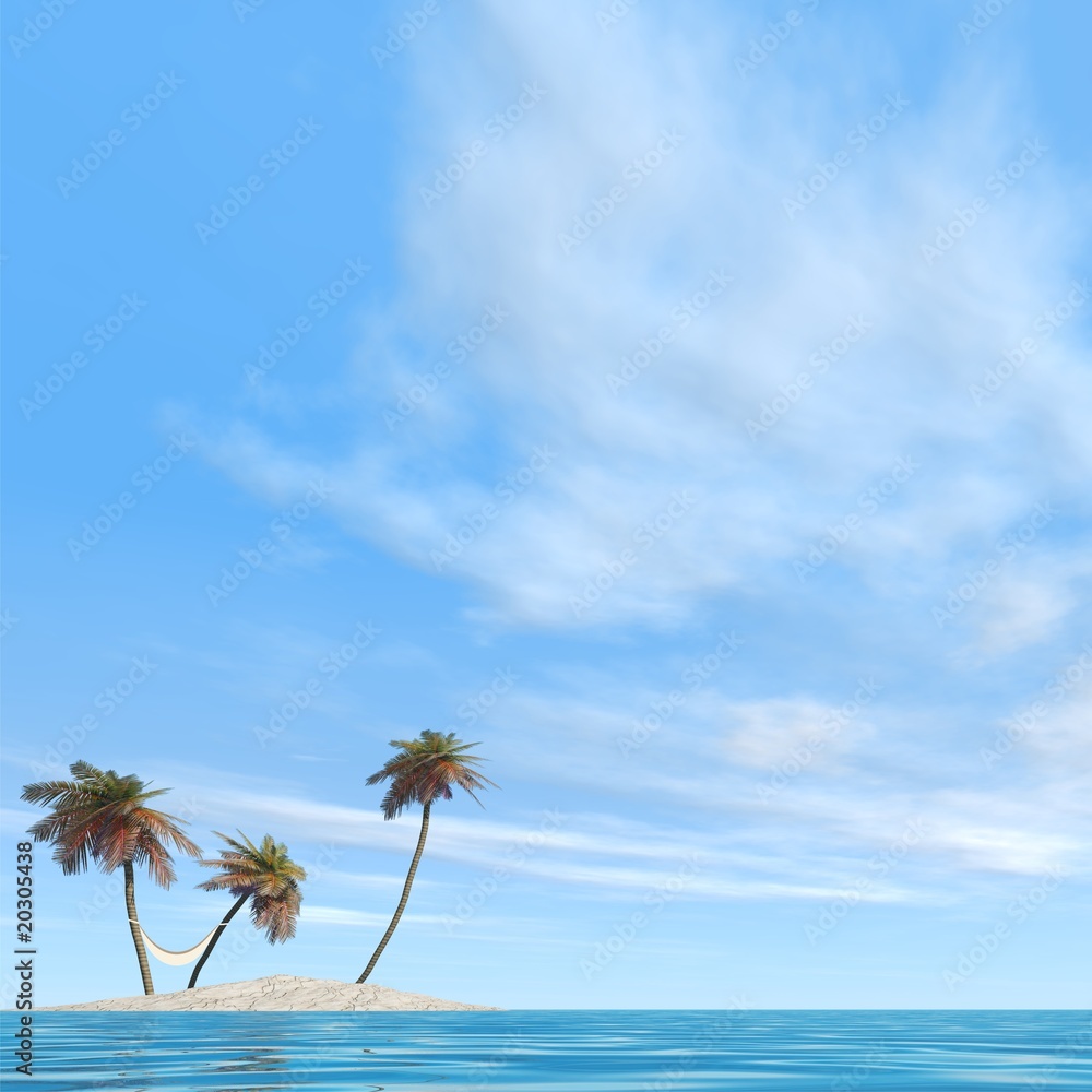 Fototapeta premium High resolution conceptual island with palm trees