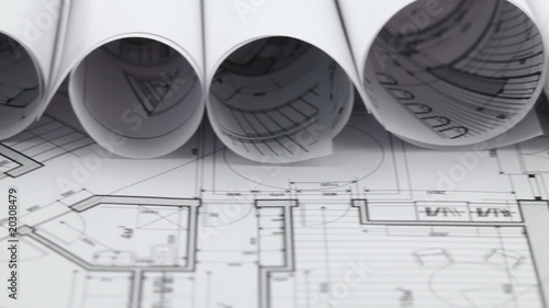 rolls of architectural drawings