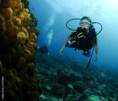 Wallpaper Mural young female scuba diver portrait Torontodigital.ca