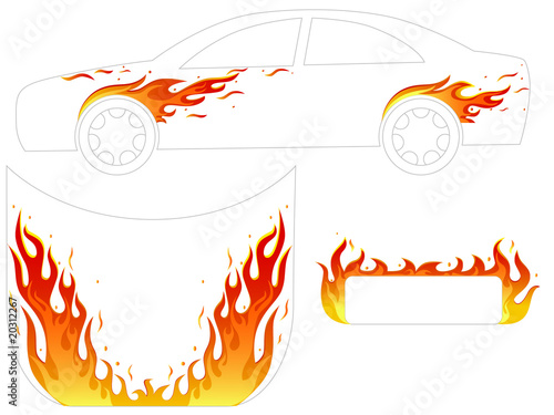 fire illustration for car tattoo