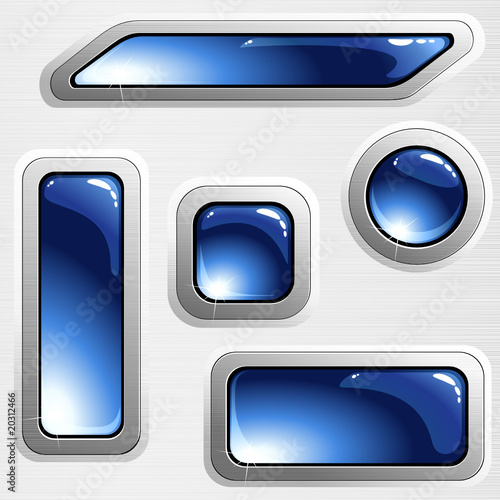 Brushed steel banners and buttons