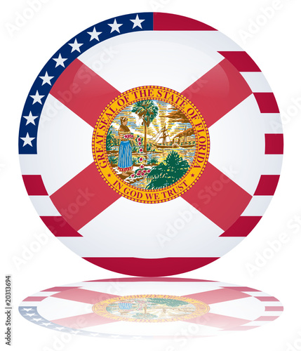 Florida State Round Flag Button (Floridian USA Vector America)
