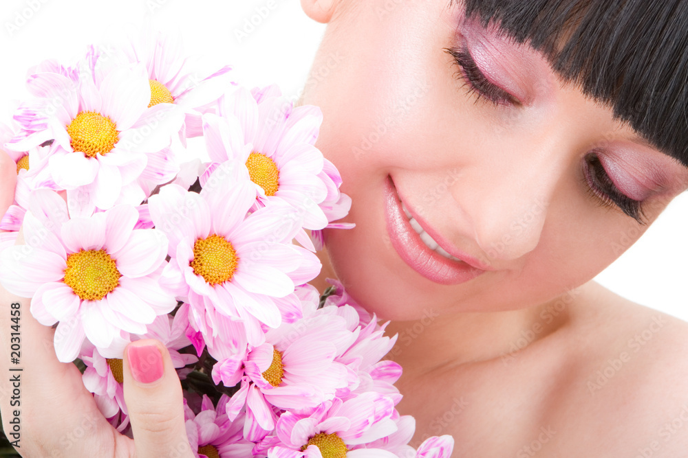 Young woman with flowers