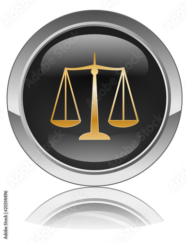 SCALES OF JUSTICE Web Button (Law Legal Symbol Sign Gold Vector)