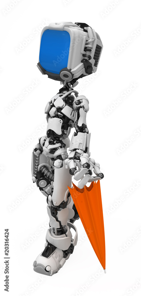 Blue Screen Robot, Folded Umbrella Blue Screen Robot, Folded Umbrella