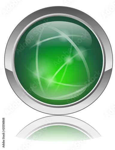 Bouton Web Vierge Vert (Rond Vecteur Reflet Internet 3D Cliquer)
