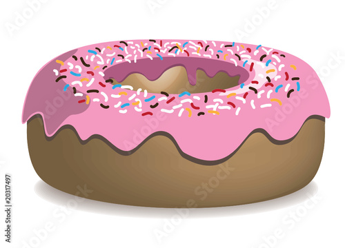 Donut mit rosa Zuckerguss & Streusel