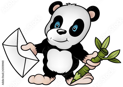 Panda and Letter - colored cartoon illustration