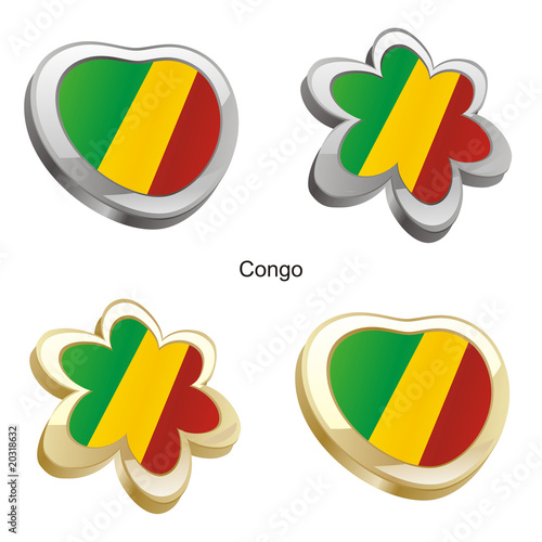 vector illustration of congo flag in heart and flower shape