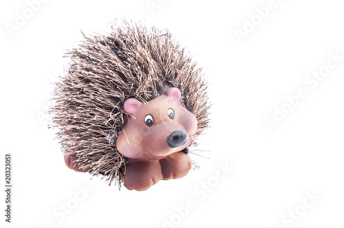 hedgehod figurine isolated on white photo