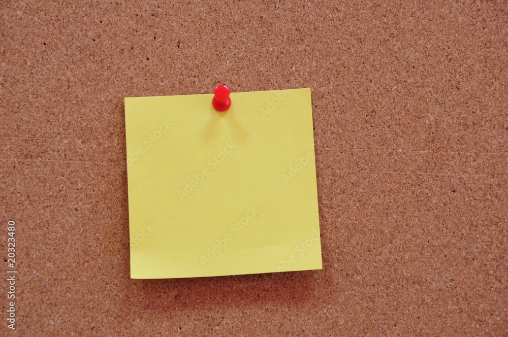 Coloured memory paper - reminder on a noticeboard. Coloured memory paper - reminder on a noticeboard.