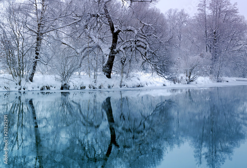 blue river in winter time