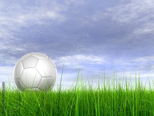 3d soccer ball on green grass