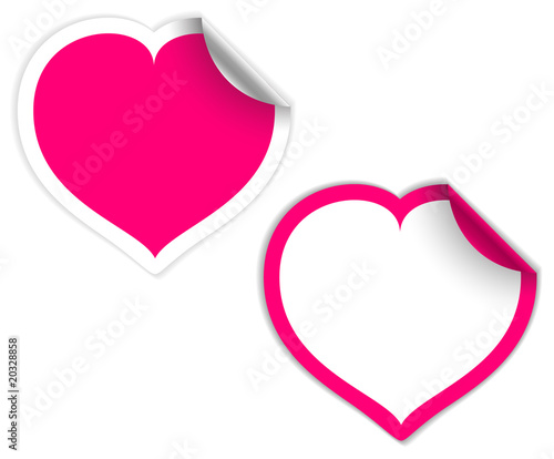 Pink and white heart labels