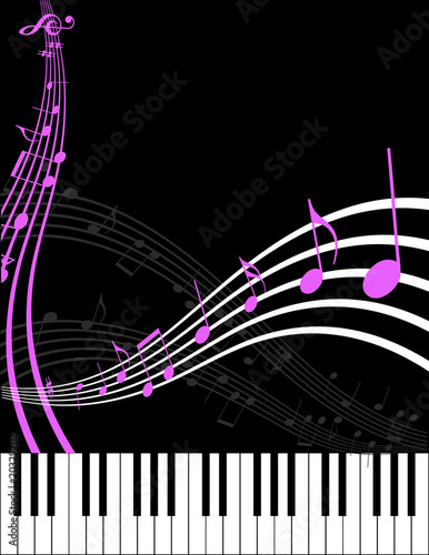 Piano vector background with notes