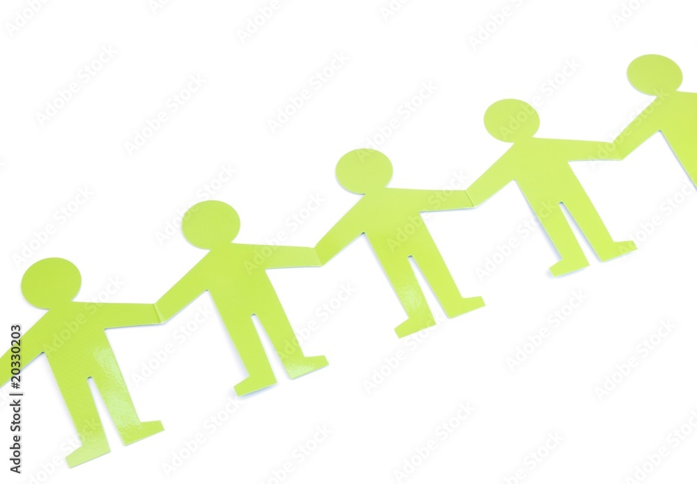 Social networking with green figures (holding hands) Social networking with green figures (holding hands)