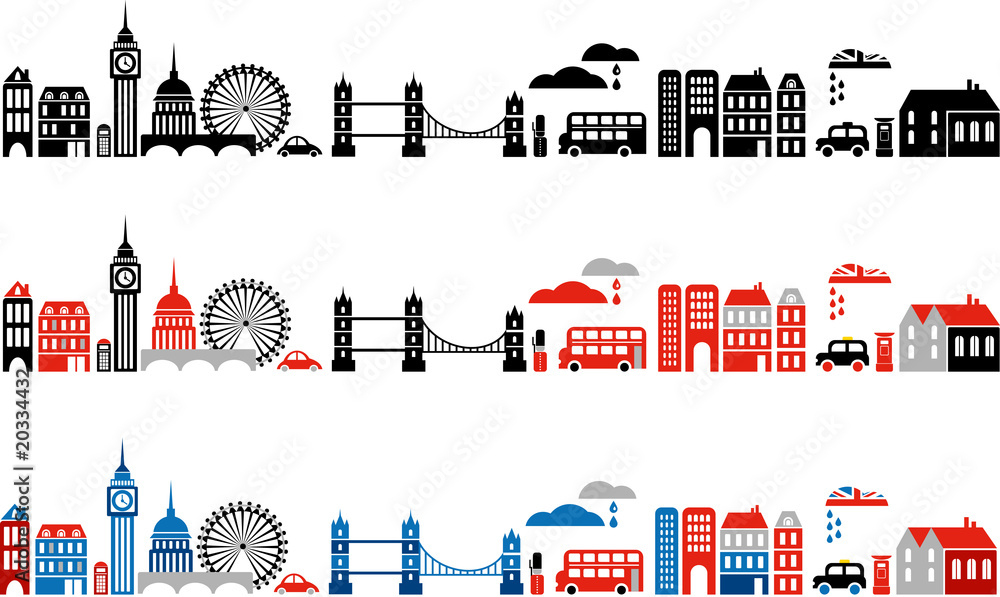 Naklejka premium Vector banners of London landmarks - European cities series