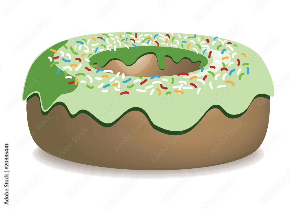 Donut mit grünem Zuckerguss Donut mit grünem Zuckerguss
