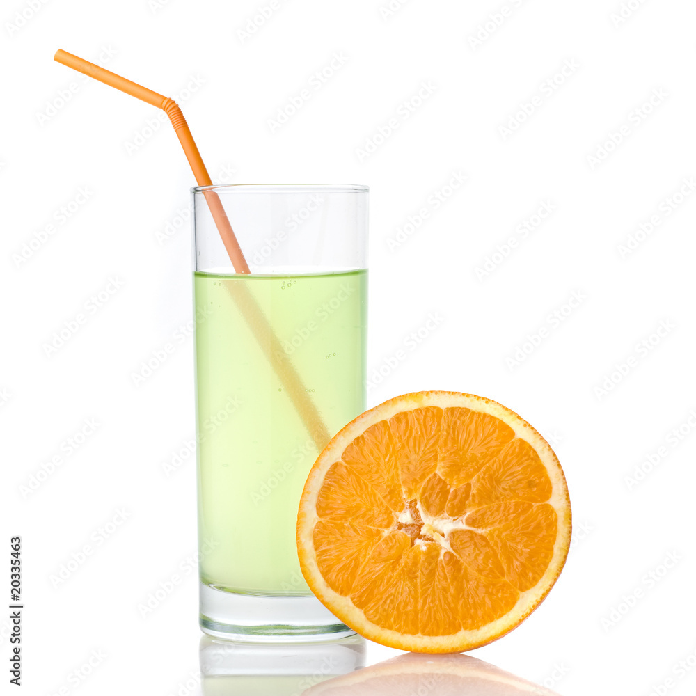 lime juice with orange isolated on white lime juice with orange isolated on white