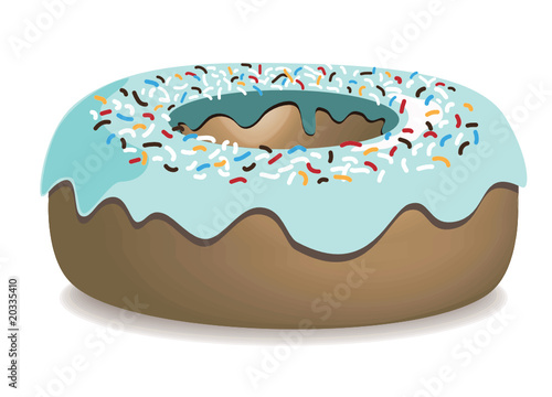 Donut mit hellblauem Zuckerguss