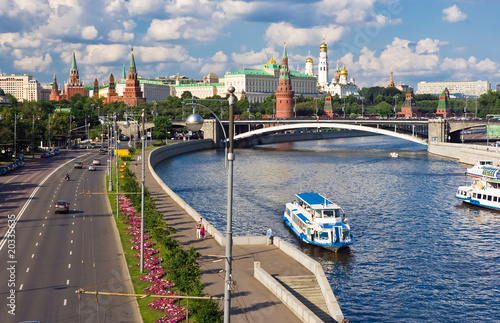 Famous Moscow Kremlin and Moskva river, Russia