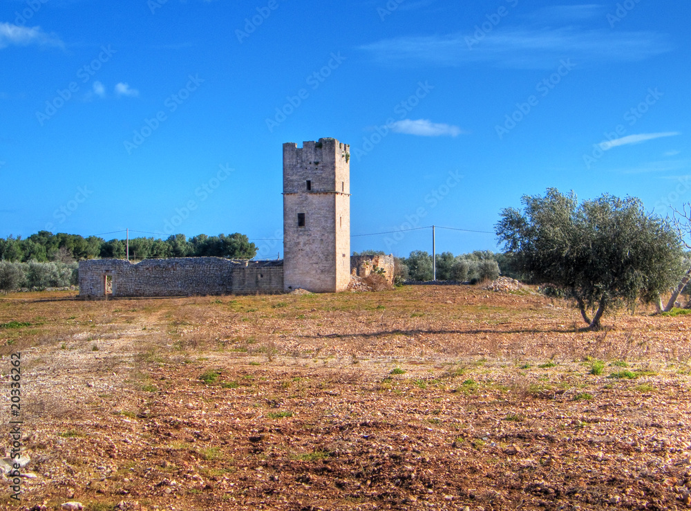 Ancient Red Stones Tower of Giovinazzo. Apulia.