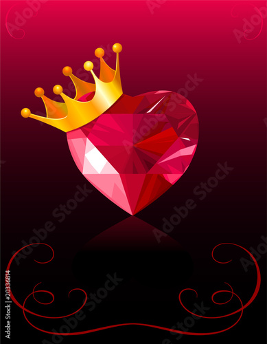 Valentine card with crystal heart