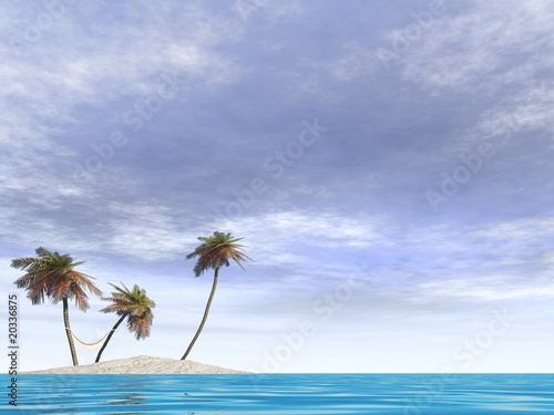 Fototapeta Naklejka Na Ścianę i Meble -  High resolution conceptual island with palm trees