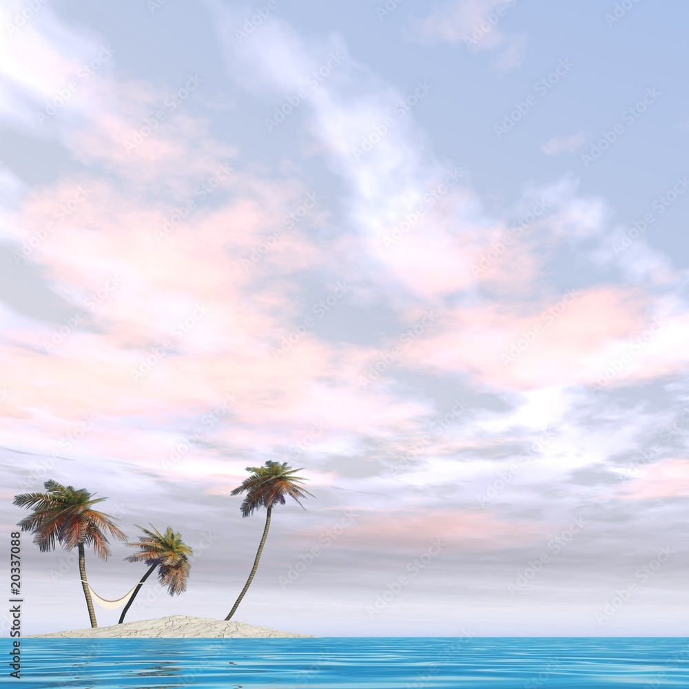 Fototapeta premium High resolution conceptual island with palm trees