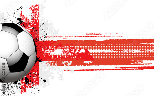 Soccer ball banner with grunge England flag
