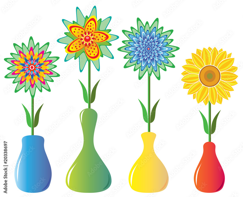 Obraz premium vector flowers in vases