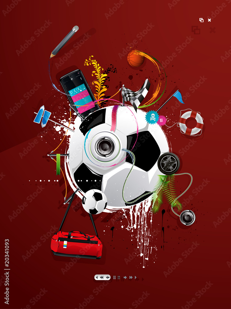 Fototapeta premium soccer ball painted on the wall, graffiti