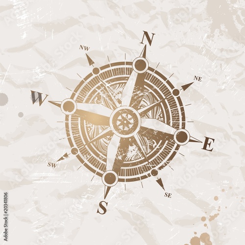 Vintage paper with compass rose photo
