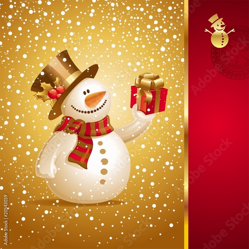 Christmas card with smiling snowman
