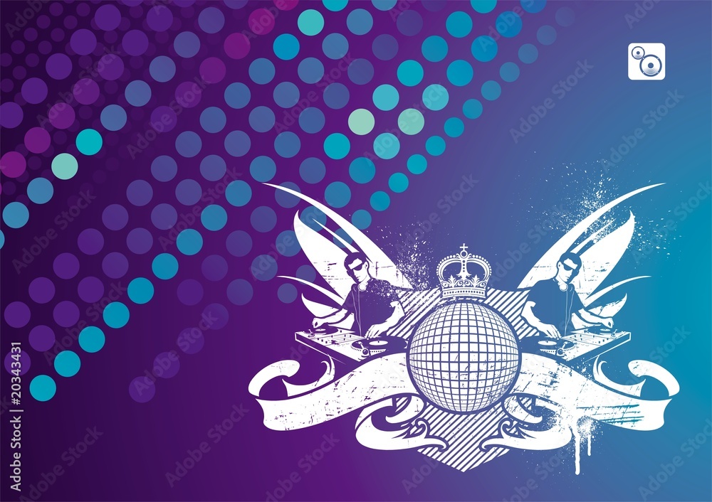 Fotografie Music emblem with DJ