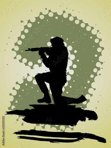 Soldat mit Gewehr im Anschlag-Silhouette