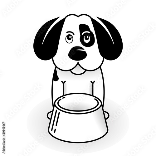 kleiner Hund mit Napf