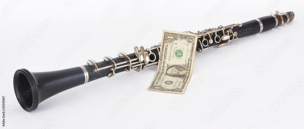 Naklejka premium Clarinet and dollar