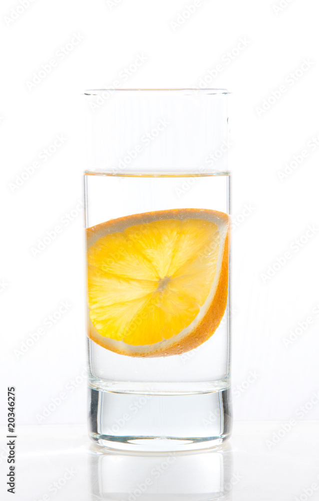 Mineral water with orange slice Mineral water with orange slice