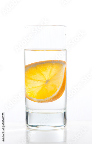 Mineral water with orange slice